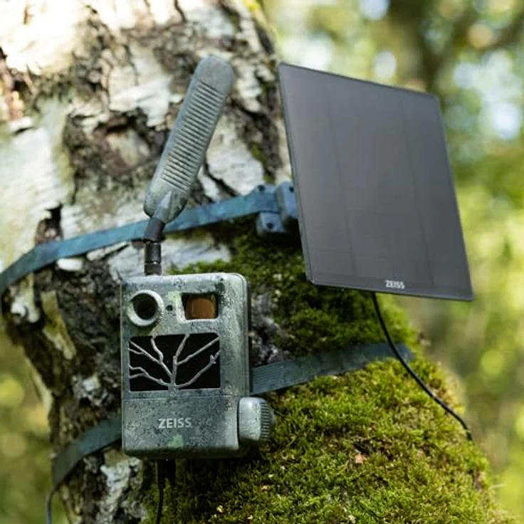 Zeiss Solar Panel Pro, Solarmodul mit 12W Nennleistung, wetterfest, integrierter 37 Wh Li-Ion-Akku, 6V-12V kompatibel, inkl. Halterung und 5m Anschlusskabel. – Bild 4