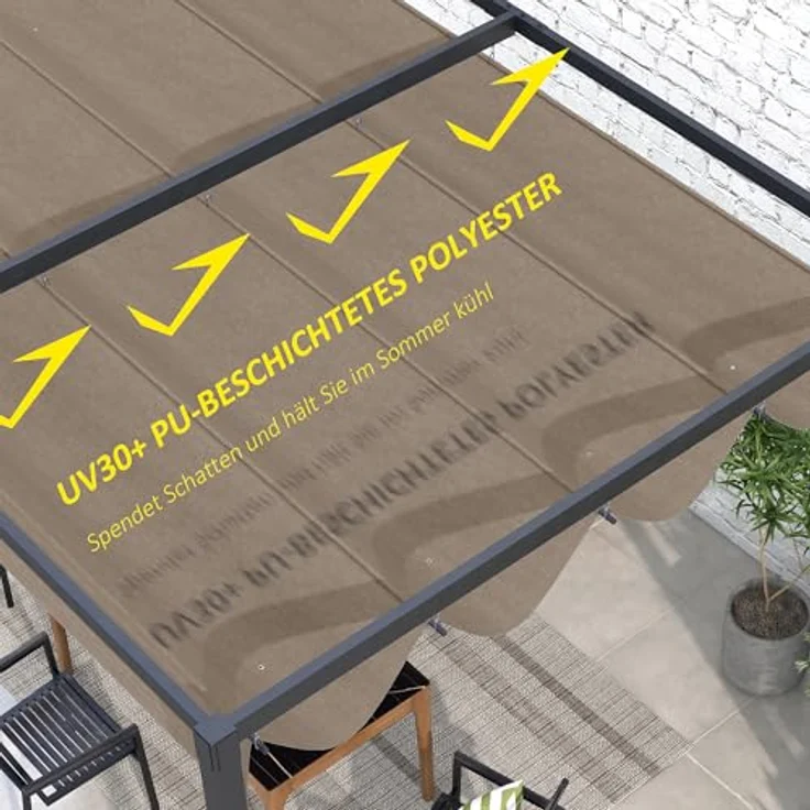 Outsunny Pavillon-Ersatzdach für 2,85 x 2 m Pergola, wasserabweisend, UV-Schutz 30+, Farbe Kaffee, mit Regenabflusslöchern, 286 x 245 cm – Bild 3