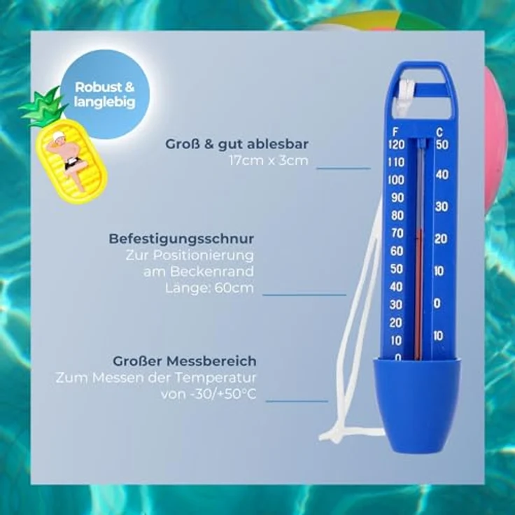 PCS Pool Thermometer in blau mit Schöpfbecher (332) – Bild 4