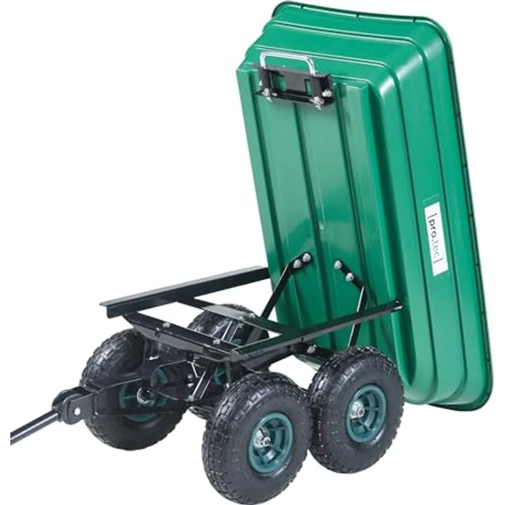 pro.tec Bollerwagen Corfinio Transportwagen mit Kippfunktion, 111 x 51 cm, max. 250 kg, grün/schwarz, Luftreifen, ergonomischer Griff – Bild 5