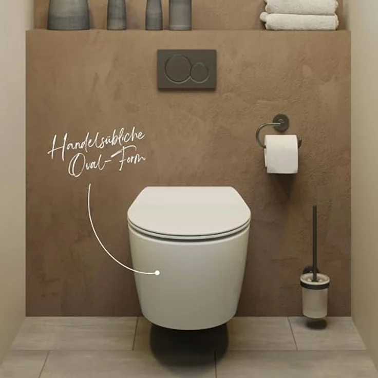 Lenz Spülrandloses Wand-WC JENO oval – Hygienisch, geruchsarm, KeepClean-Oberfläche, einfache Montage, Tiefspüler, Weiß, 41030061 – Bild 2