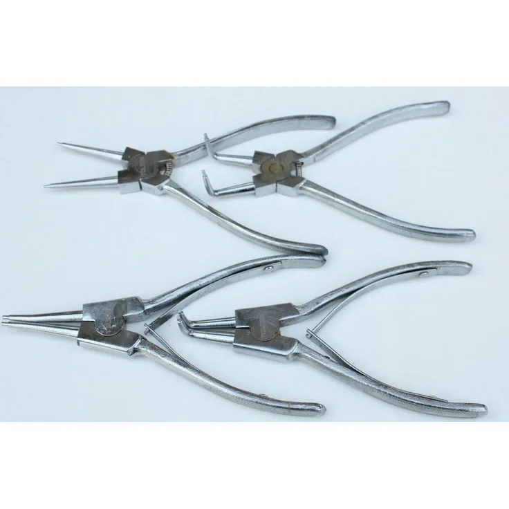 Boni-Shop Seegeringzangen Set, 4 tlg. für Innen- und Außensicherungsringe, mit Aufbewahrungstasche, ergonomische Griffe