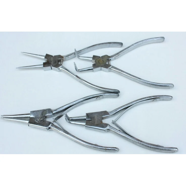 Boni-Shop Seegeringzangen Set, 4 tlg. für Innen- und Außensicherungsringe, mit Aufbewahrungstasche, ergonomische Griffe
