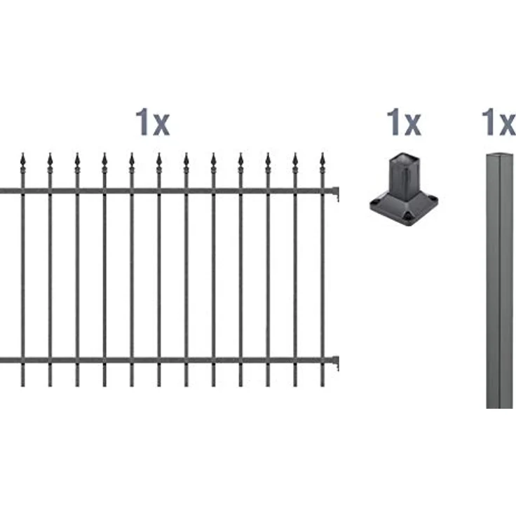 Alberts 510411 Zaunerweiterungsset Chaussee, Aluminium, anthrazit, Höhe 120 cm, Länge 2 m, zum Aufschrauben – Bild 2