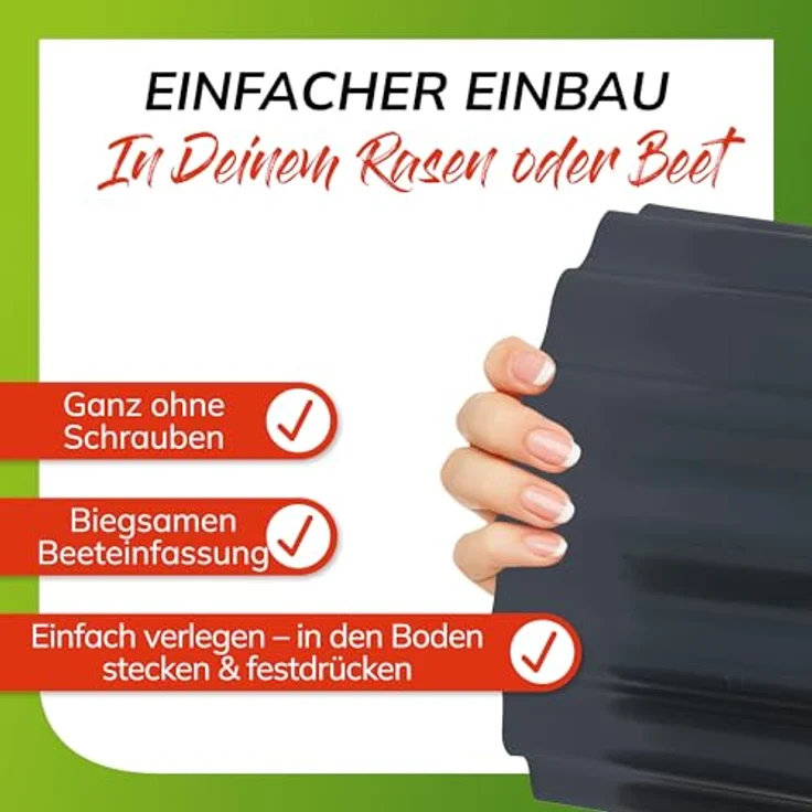 bellissa Rasenkante Welle Anthrazit 14 cm x 500 cm x 0,5 cm – Bild 4