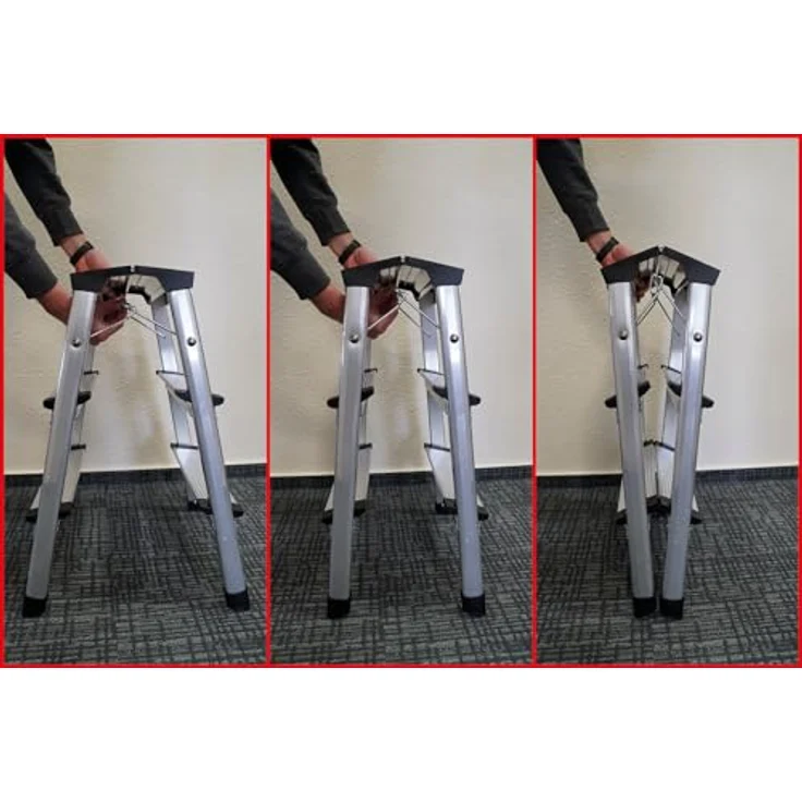 KS Tools Aluminium-Stufen-Stehleiter 800.0965, 62 cm, mit rutschfesten Stufen und gummierten Füßen für sicheren Stand – Bild 10