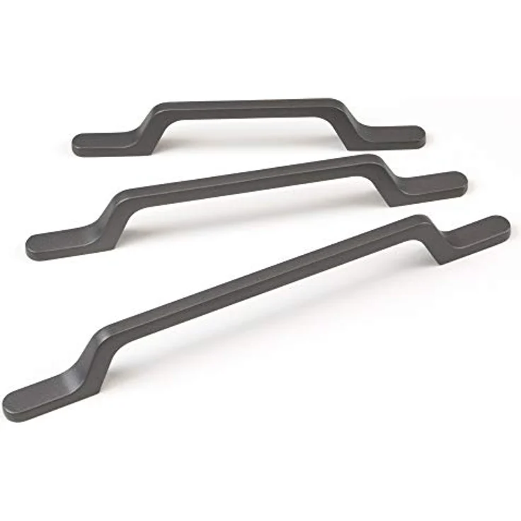 Emuca Möbelgriff, Achsabstand 160 mm, Länge 225 mm, Aluminium dunkelgrau, 5 Stück – Bild 3