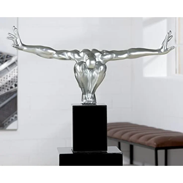 Casablanca modernes Design GILDE Skulptur Cliffhanger Kunstharz, Marmor silberfarben 52364, Höhe 45 cm – Bild 2