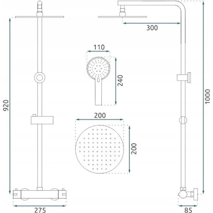 wohnwerk.idee Duschsystem Duschgarnitur mit Thermostat Bliss Matt Gold, 2 Strahlart(en) – Bild 5