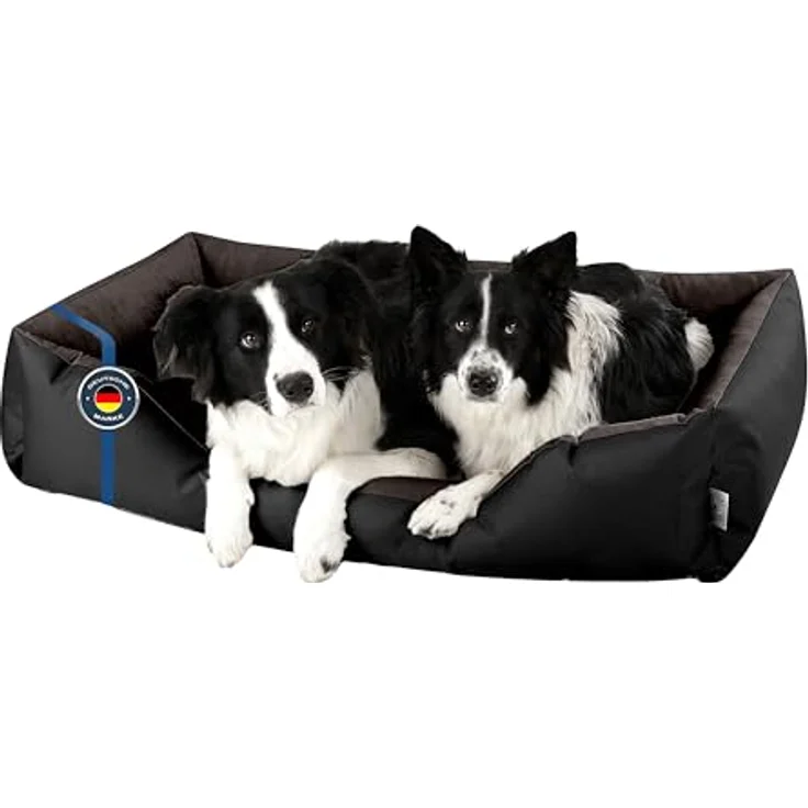BedDog Hundebett LUPI, Hundekissen mit abziehbaren waschbaren Bezug, Hundekorb, Hundesofa, für große Hunde, XXL, schwarz-braun – Bild 1