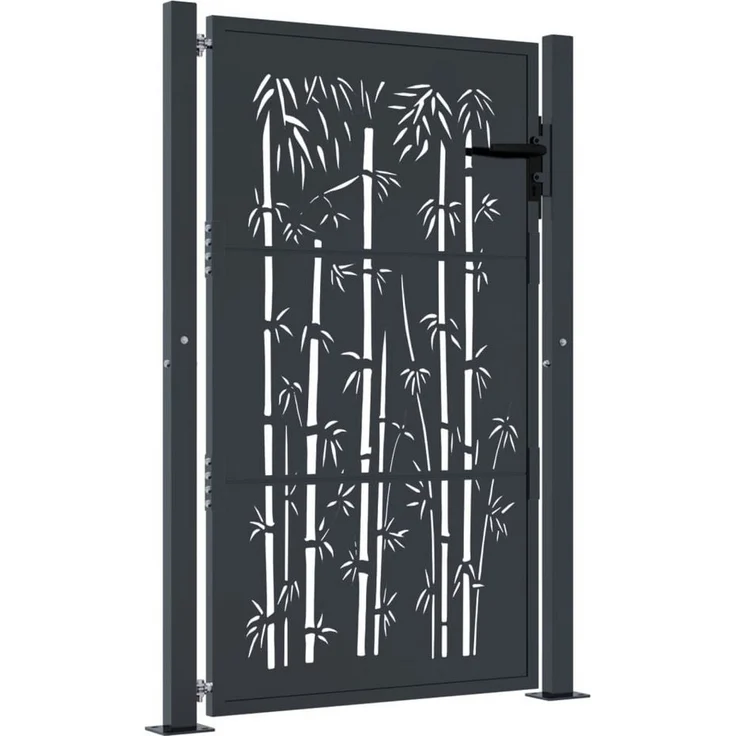 vidaXL Gartentor Anthrazit 105x155 cm Stahl Bambus-Design, abschließbar, einfache Montage – Bild 1
