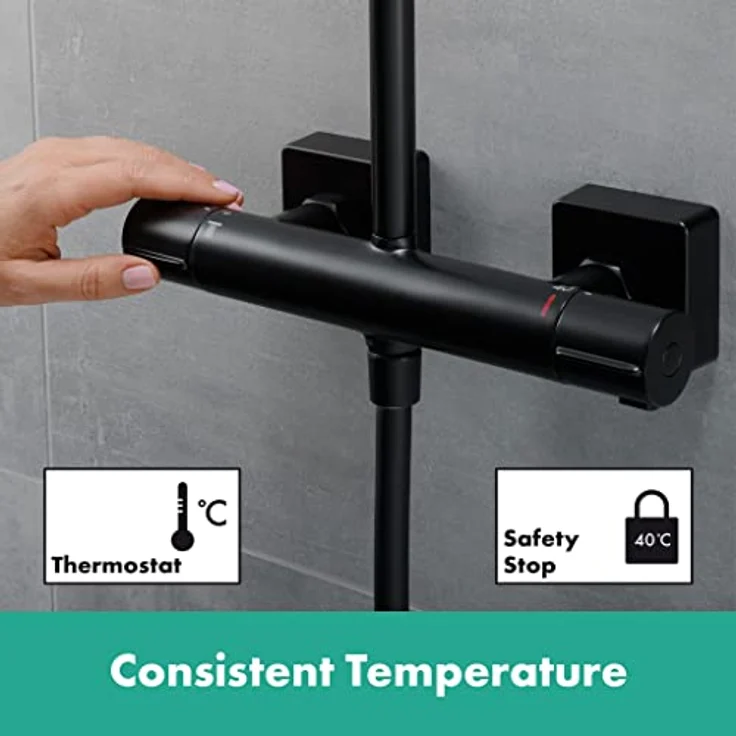 hansgrohe HG Showerpipe Vernis Shape 240, Duschsystem mit 1 jet, Thermostat und Kopfbrause, mattschwarz – Bild 3