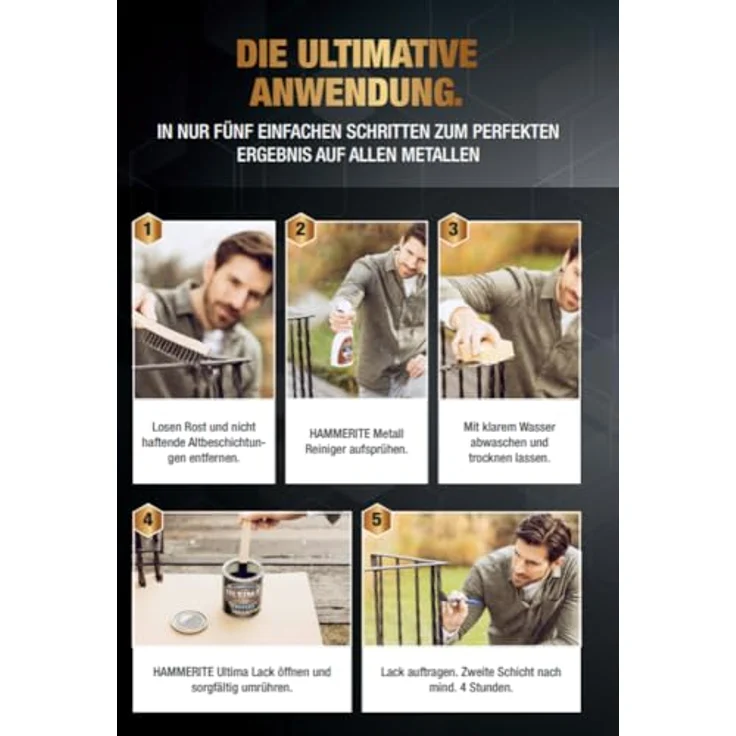 Hammerite Ultima Metall Schutzlack für alle Metalle, direkt auf Rost Glänzend RAL9006 Silber 750ml – Bild 6