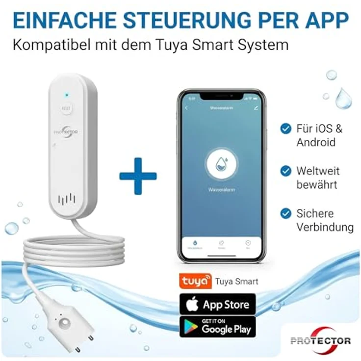 Protector WA-2 Wassermelder mit WLAN-Alarmweiterleitung und App-Steuerung, kompakt – Bild 6