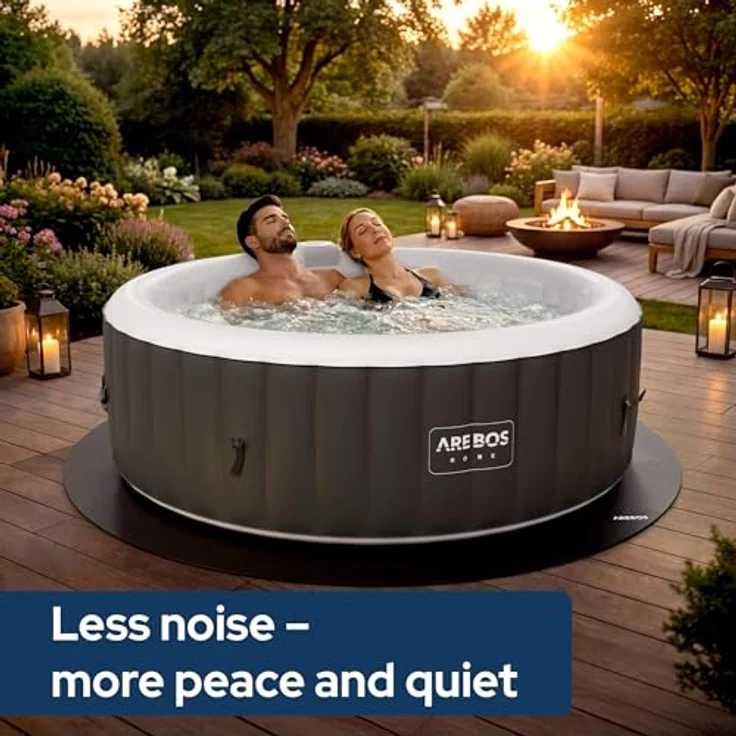 Arebos Whirlpool Bodenschutzmatte Ø 200 cm, runde EVA Puzzlematte, isolierend, rutschhemmend, wasserabweisend, Schwarz – Bild 4
