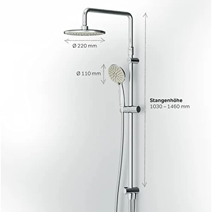 AM.PM Duschsystem Brausegarnitur Hit Duschstange mit Regendusche höhenverstellbar, mattschwarz, Luxuriöses Komplett-Set mit Handbrausenhalter – Bild 4