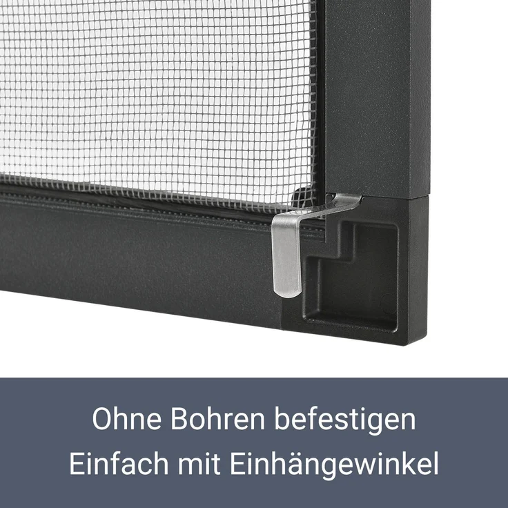 Juskys Fliegengitter mit Alu-Rahmen 110 x 130 cm – Insektenschutz für Fenster zum Einhängen – Insektenschutzgitter UV-beständig in Grau – Bild 6