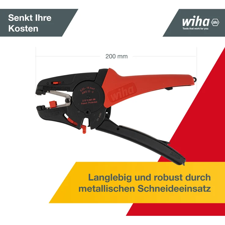 Wiha Abisolierwerkzeug automatisch (42062) Abisolierzange 200 mm I Kabelabzieher bis 16 mm² I Werkzeug für Elektriker – Bild 12