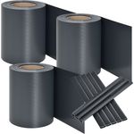 Juskys PVC Sichtschutzstreifen Doppelstabmatten Zaun 3er Set - 3 Rollen á 35m x 19cm - Befestigungsclips - Zaunfolie Sichtschutz Windschutz – anthrazit