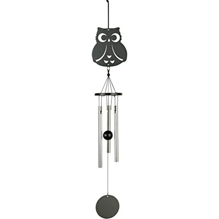 Art Bizniz windspiel Eule 35 cm Stahl grün-silber 3-teilig