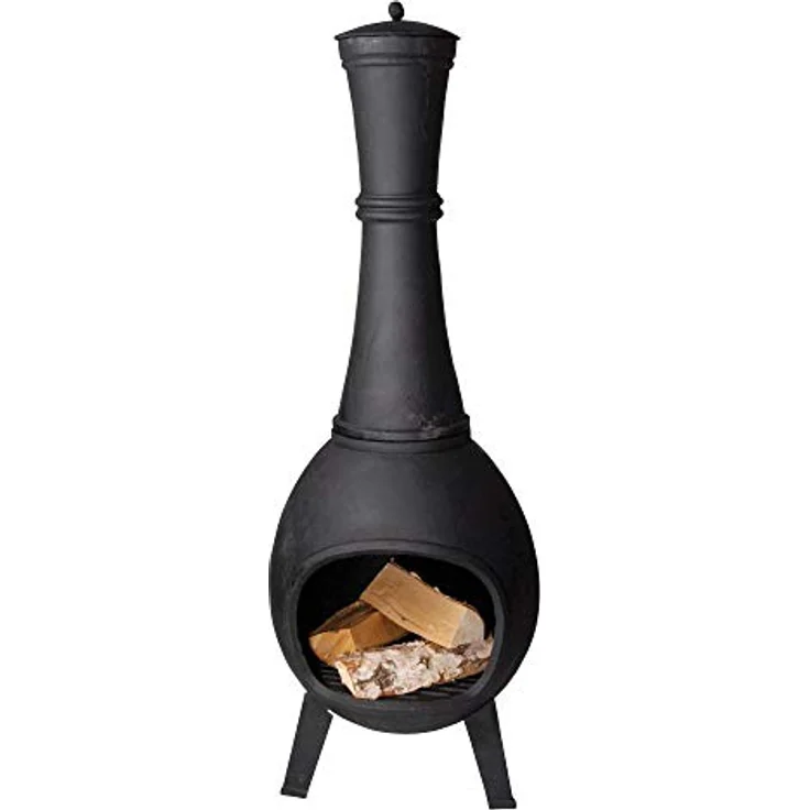 Terrassenofen Gusseisen Aztekenofen Terassenkamin Schwarz 120cm – Bild 1