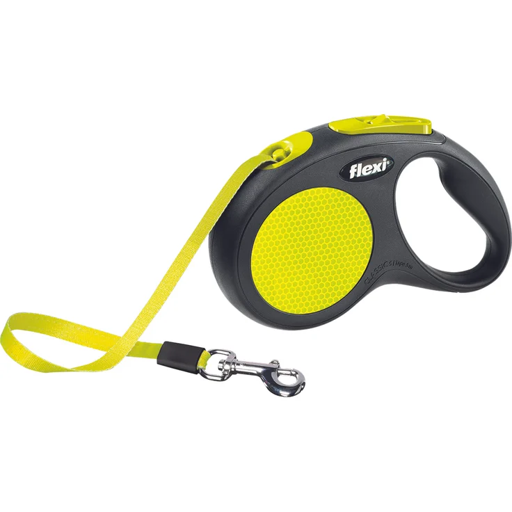 flexi New NEON Gurt-Rollleine schwarz-neongelb S: 5 m bis 15 kg
