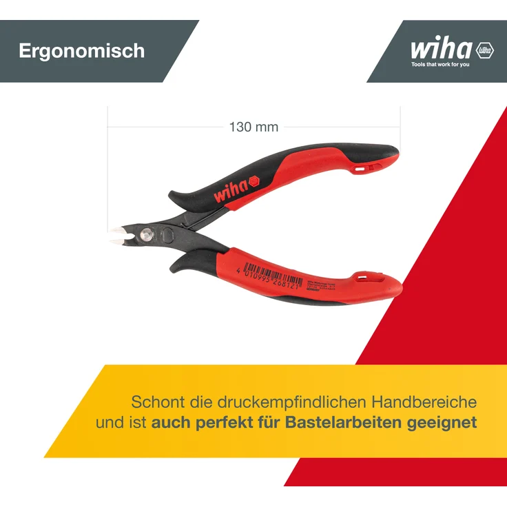 Wiha Präzisions Seitenschneider Elektronik klein (26812) breiter, spitzer Kopf ohne Wate 130mm I Mini Drahtschneider für Elektroinstallation – Bild 11