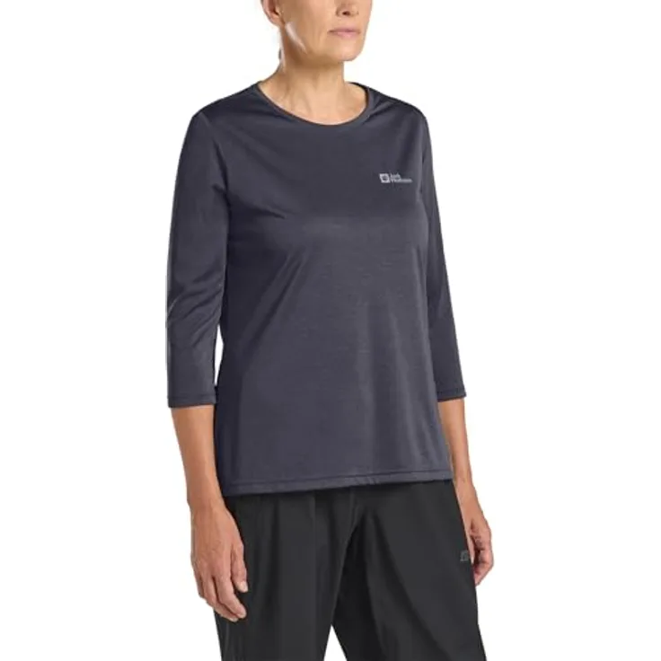Jack Wolfskin Crosstrail 3/4 T W, Damen Shirt, atmungsaktiv und geruchsneutral, blau, (L)