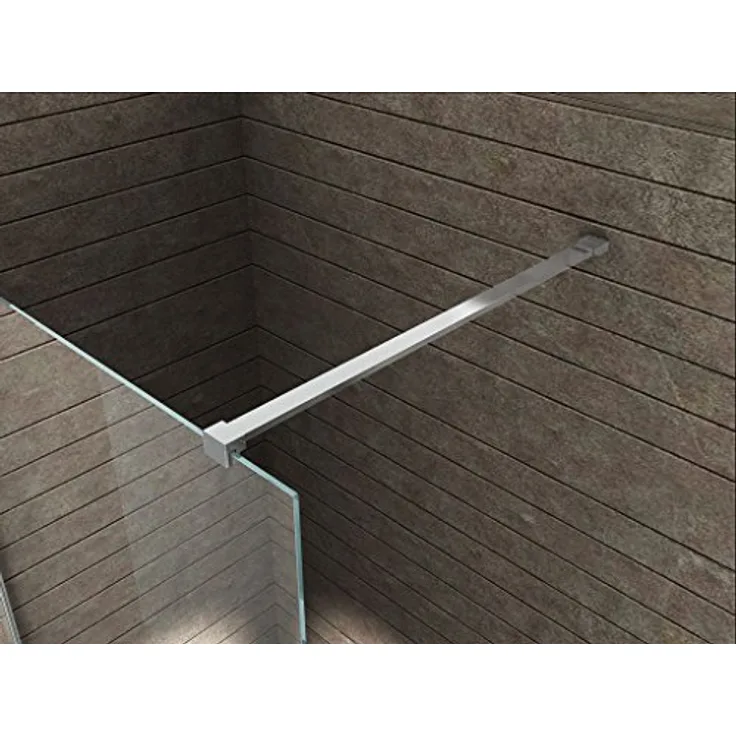 Glasdeals Haltestange 140 cm, verchromter Messing Haltegriff für Duschwand, kantiges Profil
