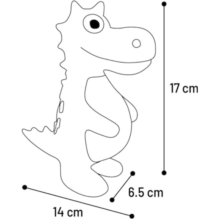 Flamingo HS PUGA Latex Dino, Tierspielzeug aus Polyester mit formstabiler Schaumfüllung, Schwarz, L 6,5x14x17 cm – Bild 4