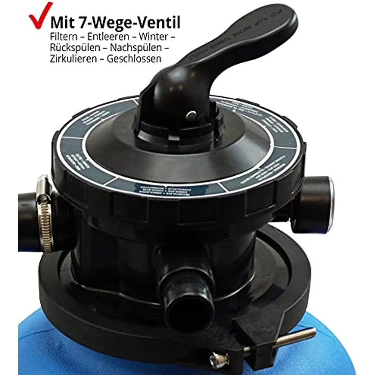 Hecht Sandfilteranlage 302113, 7 m³/h Umwälzleistung, 450W, 20kg Kapazität, 7-Wege Ventil, integrierter Vorfilter – Bild 6