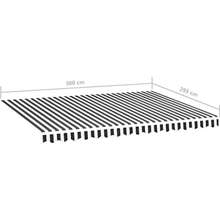 DELUKE® Markisenbespannung Markisenstoff Wasserabweisend Reißfest | Anthrazit-Weiß, für 400x300cm Rahmen mit Volant | UV-Schutz 60+ Sonnenschutz – Bild 2
