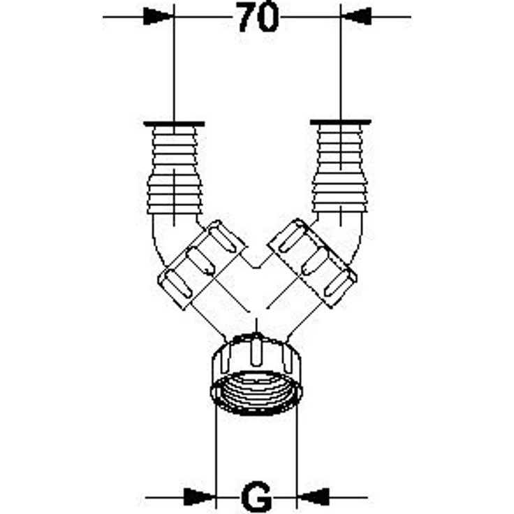 Siphon Doppelschlauchtülle 1' 33 mm Sifon Spüle Doppeltülle Tülle Waschmaschine – Bild 4