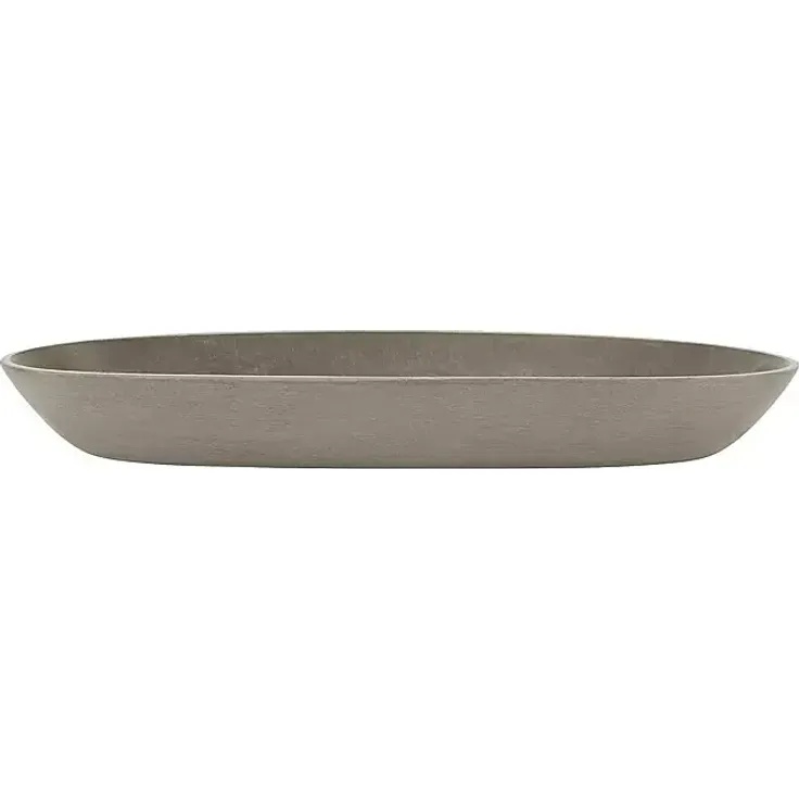 Ecopots Sofia Blumentopf-Untersetzer Oval, 25,6 x 11,7 x 3 cm, Kunststoff, braungrau, elegantes Design zur Wasserspeicherung
