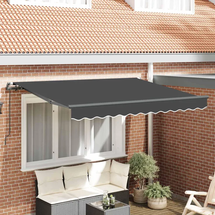 Prolenta Maison Exclusive - Ausziehbare Markise Anthrazit 300 x 200 cm mit robustem UV- und wasserabweisendem Stoff