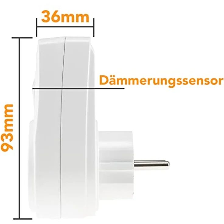 Steckdose mit Dämmerungsschalter 2Stück 10-280 Watt Simuliert Anwesendheit Zwischenstecker mit Dämmerungssensor für Lampen Leuchten 230Volt Weiß – Bild 4