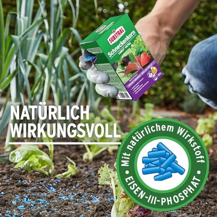 Substral Schneckenkorn LIMEX Ultra, 2x500g Vorteilspackung, hochwirksamer Schutz gegen Schnecken für Obst, Gemüse & Zierpflanzen, blaufärbig – Bild 4
