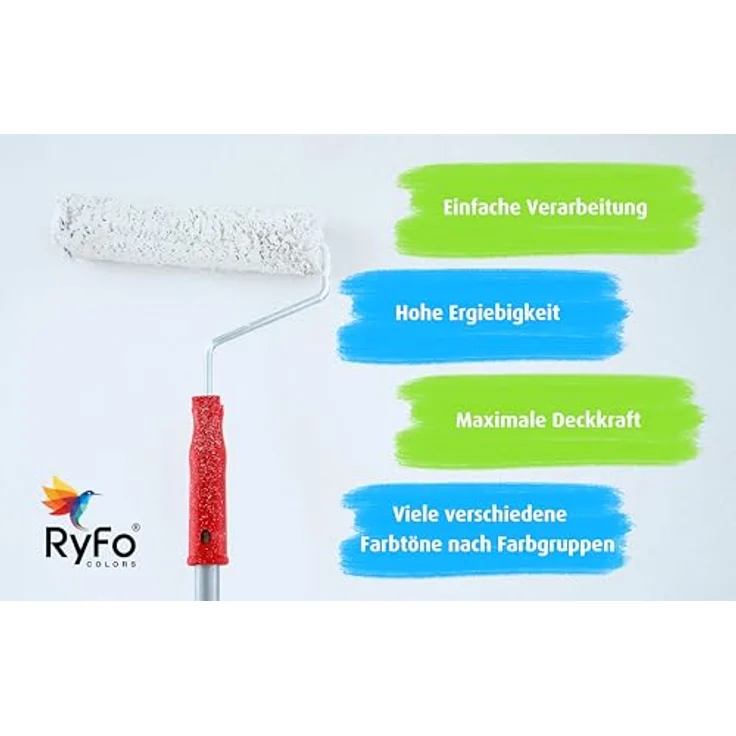 RyFo Colors Bunte Wandfarbe Manufakturweiß Tiefseeblau 3l - weitere Blau Farbtöne und Größen erhältlich, Deckkraft Klasse 1, Nassabrieb Klasse 1 – Bild 4