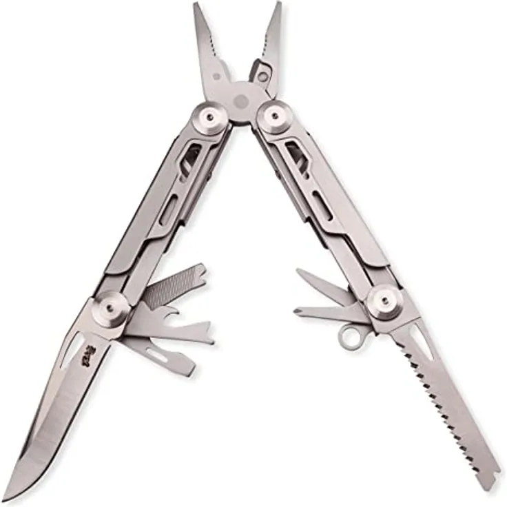 Herbertz Selektion Multitool, AISI 440 Stahl, rostfrei, Back Lock, Taschenclip, Klappmesser, Klappsäge, Outdoor-Messer für Camping oder Wandern