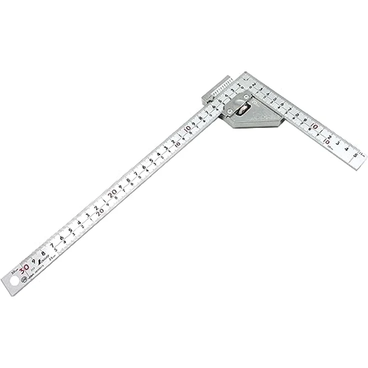 Shinwa 12513 Zimmermannswinkel 30x15cm by FAMEX (12486), mit Stopper, Tischlerwinkel, Messwinkel, Schreinerwinkel - Made in Japan – Bild 2