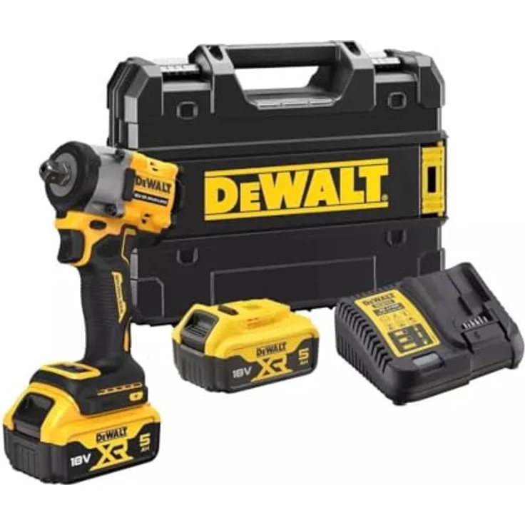 Dewalt DCF922P2T, Akku-Schlagschrauber 18 V mit 406 Nm, 2 x 5,0 Ah, stufenloser Geschwindigkeitsregelung, optimiertem Schlagmechanismus und kohlenstofffreiem Motor