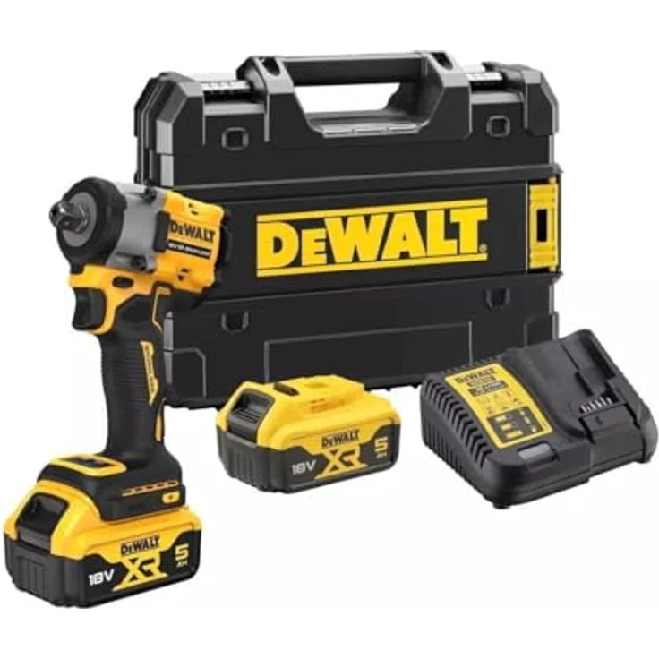Dewalt DCF922P2T, Akku-Schlagschrauber 18 V mit 406 Nm, 2 x 5,0 Ah, stufenloser Geschwindigkeitsregelung, optimiertem Schlagmechanismus und kohlenstofffreiem Motor – Bild 1