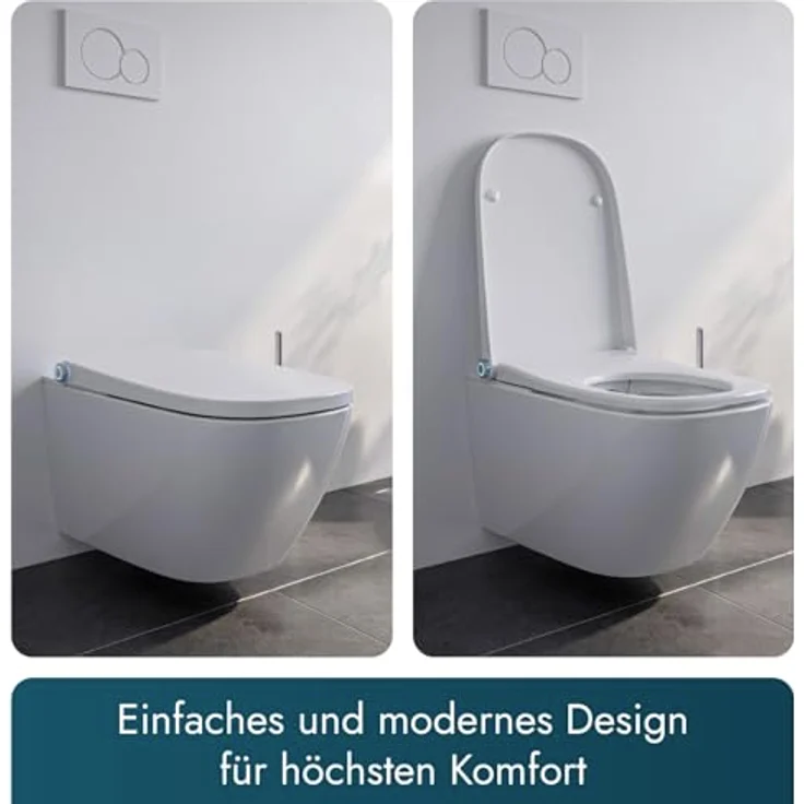 Bernstein Dusch-WC PRO+ 1104, Eckig, spülrandlos, mit LED-Nachtlicht, 5 Stufen, 10 Jahre Garantie, Weiß – Bild 3