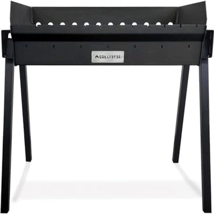 Grillpeter Profi Mangal Bulat 70 Schaschlikgrill aus 3mm Stahl mit Windschutzeinrichtung, für Holzkohle- und Holzgrillierung – Bild 3