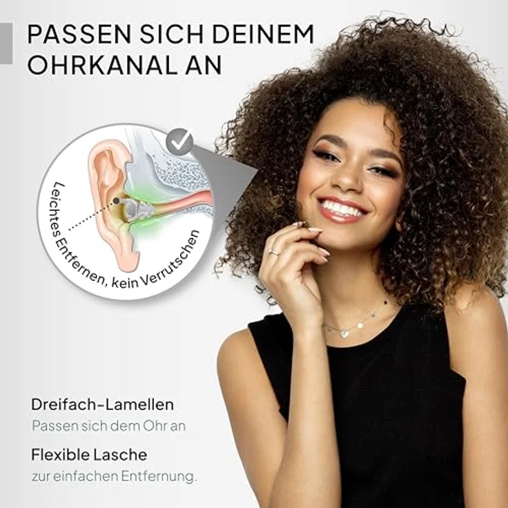 Senner Gehörschutzstöpsel PartyPro, 18 dB Lärmreduzierung für Musik, nahezu unsichtbar, hypoallergen, inkl. Aluminium Behälter – Bild 4