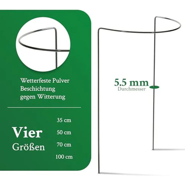 Novatool Strauchstütze Metall halbrund, 2er Set, 40 cm hoch, Ø 70 cm, Pflanzenstütze für Sträucher und Stauden – Bild 2