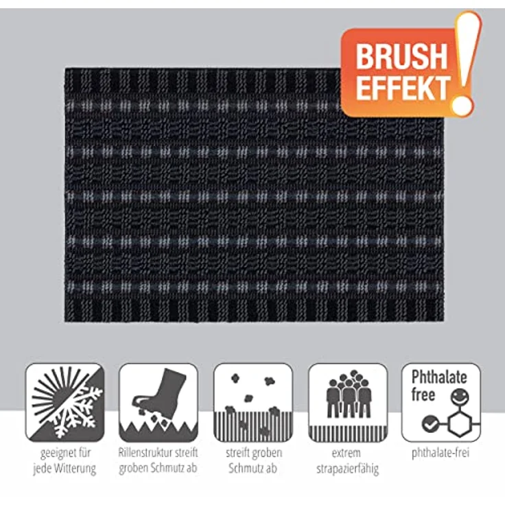 ASTRA Premium Außenbereich-Matte - Poly Brush - strapazierfähige Fußmatte - schwarz/anthrazit - 50 x 80 cm – Bild 3