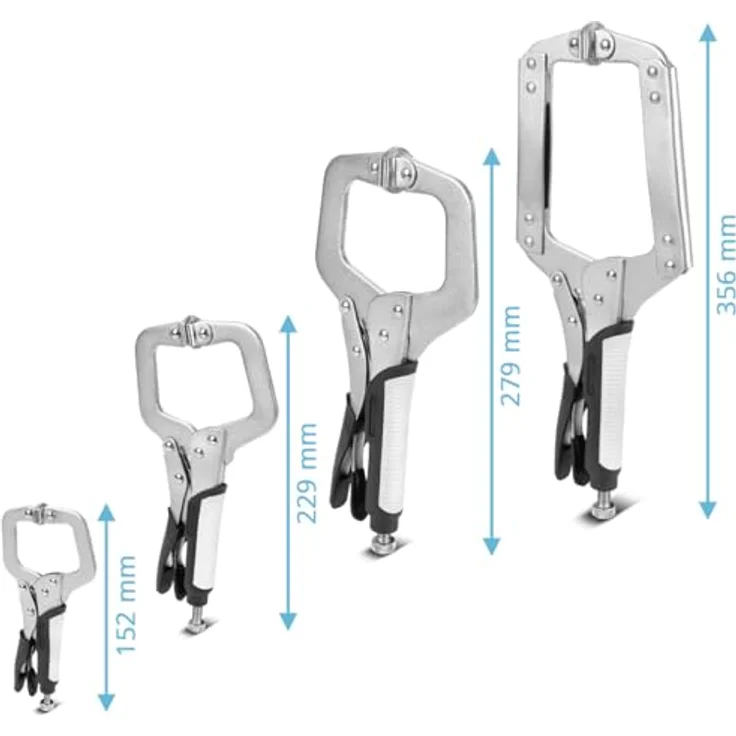 STAHLWERK Gripzangen Set 4-teilig, C-Form 6 bis 14 Zoll, Schnellspannzwingen aus hochlegiertem Stahl mit Transportkoffer – Bild 2