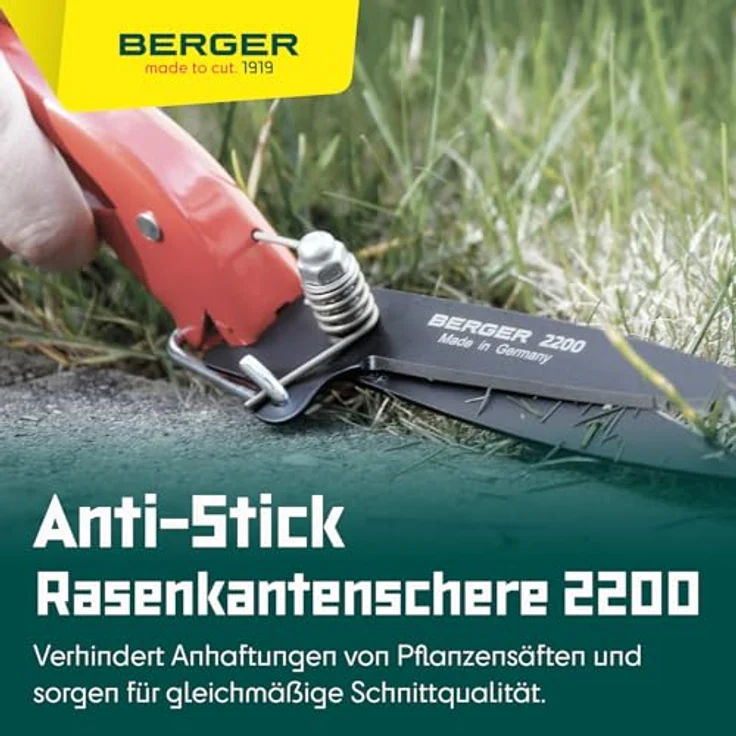 Berger Rasenkantenschere 2200 mit antihaftbeschichteten Klingen, für Linkshänder geeignet mittelgroß – Bild 5