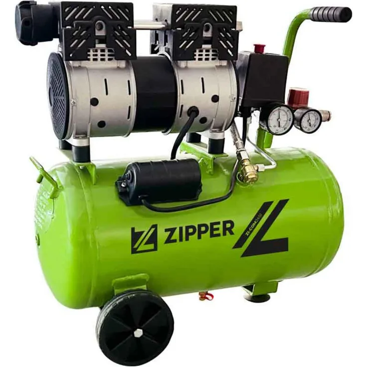 Zipper ZI-COM24SI, Kompressor (24 l) mit ölfreier Pumpe und einstellbarem Arbeitsdruck bis 8 bar, Silent-Serie